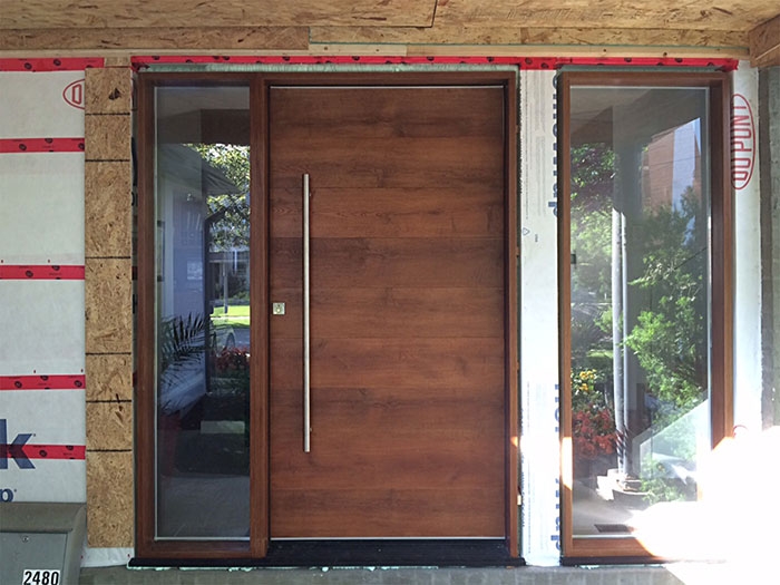 Modern Woodgrain Front Door installed in Mississauga